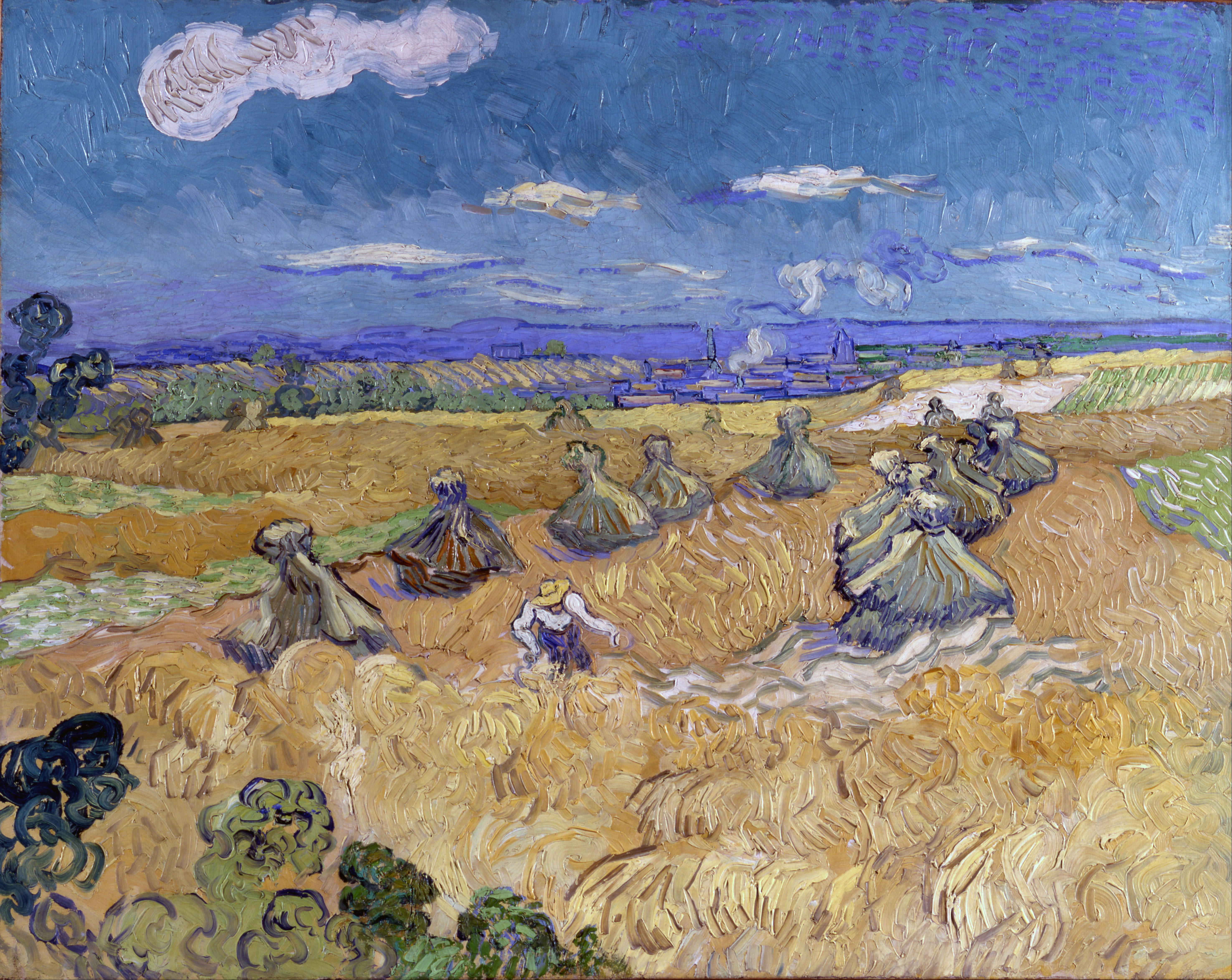 Картина Ван Гога Скирды пшеницы и жнец 1890